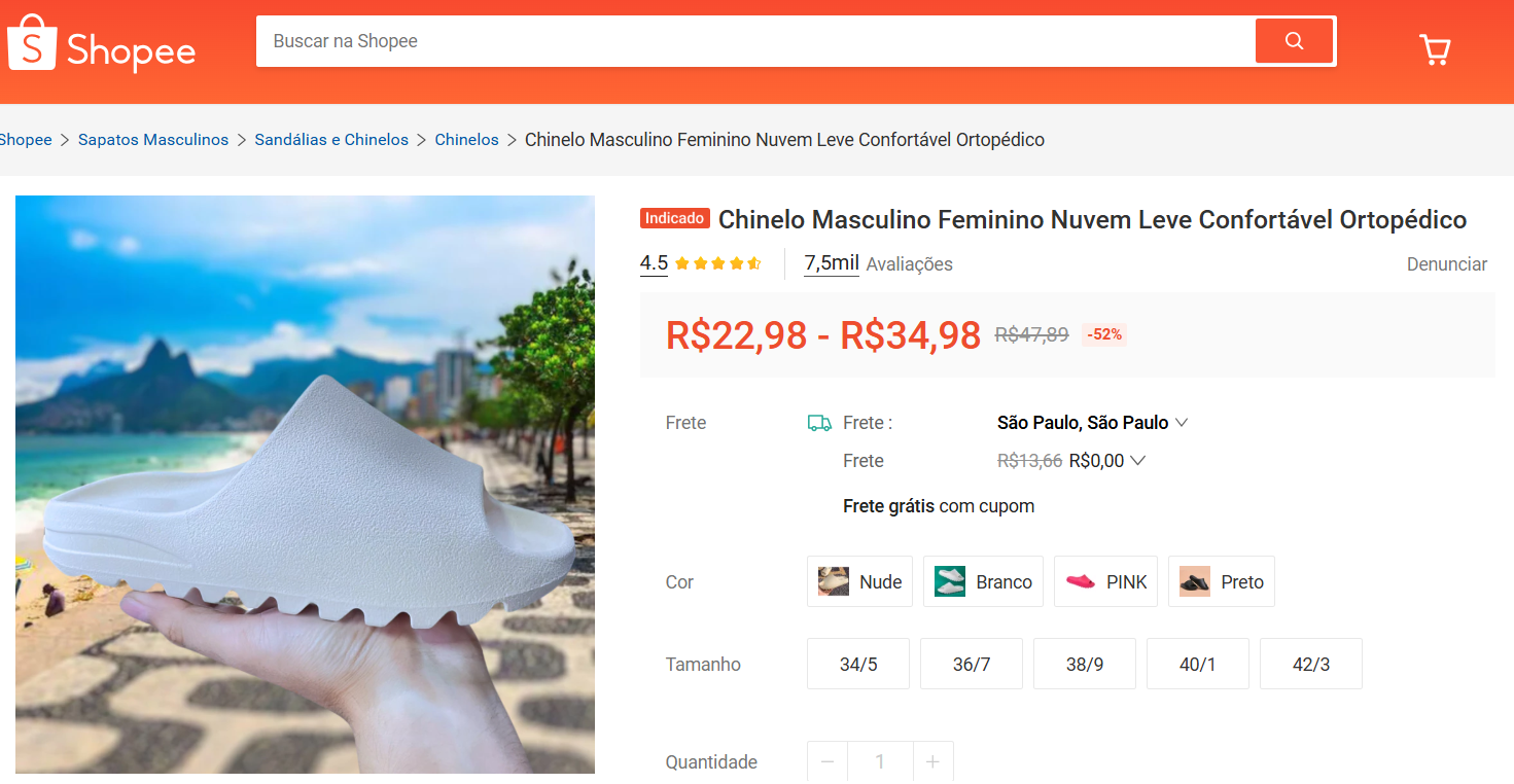 Produto publicado na shopee