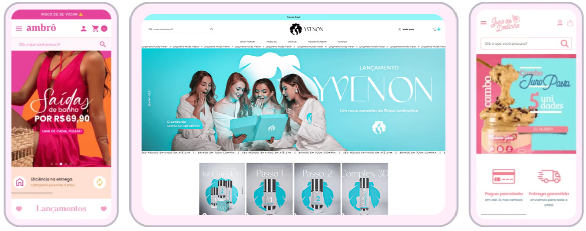 Exemplos de layout nas lojas que utilizam a Bagy