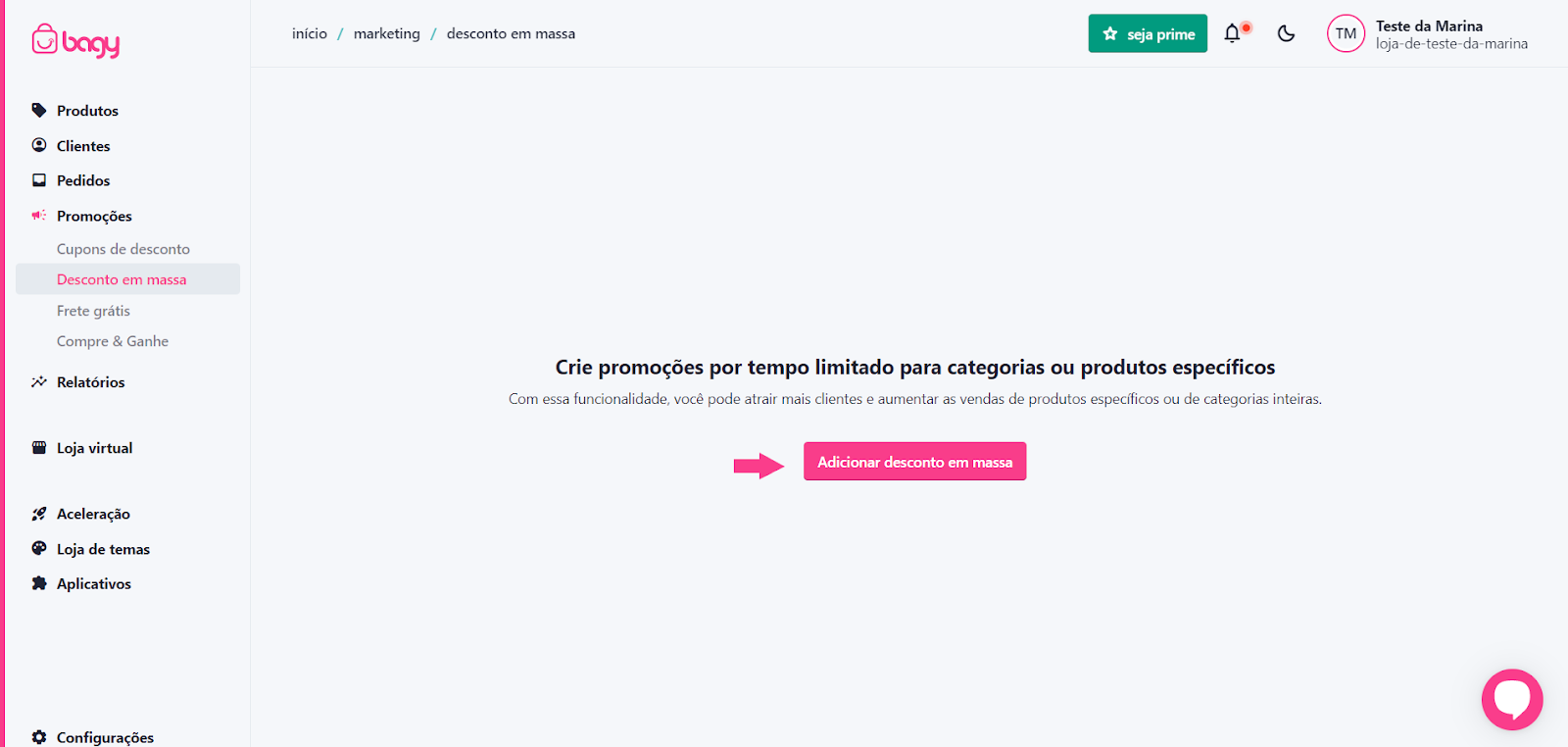 Clique em Adicionar desconto em massa.