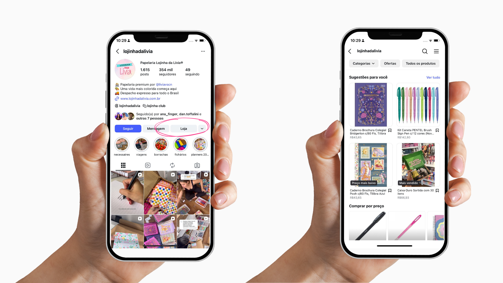 Intagram shopping na prática 