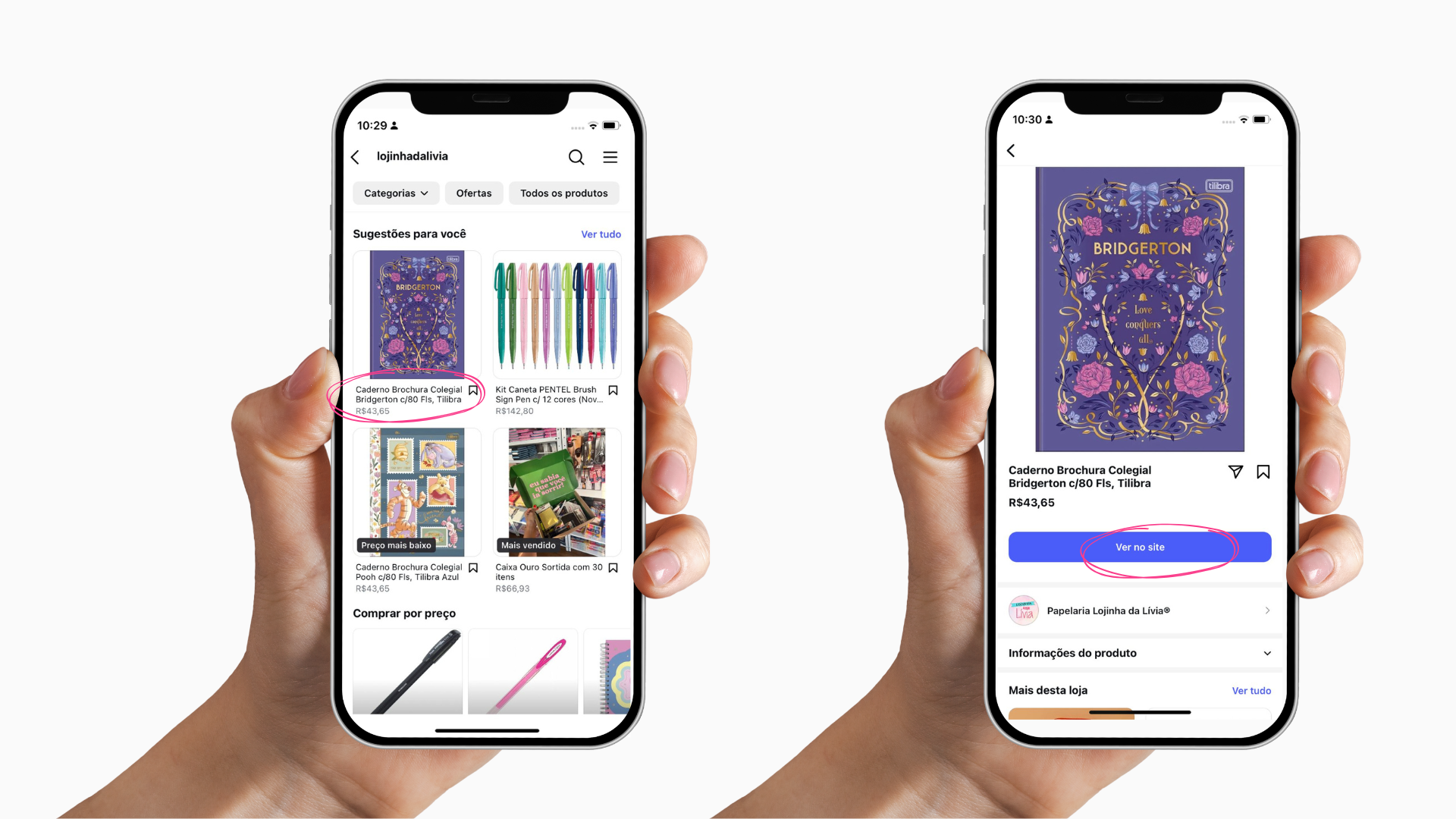 Intagram shopping na prática - ver no site