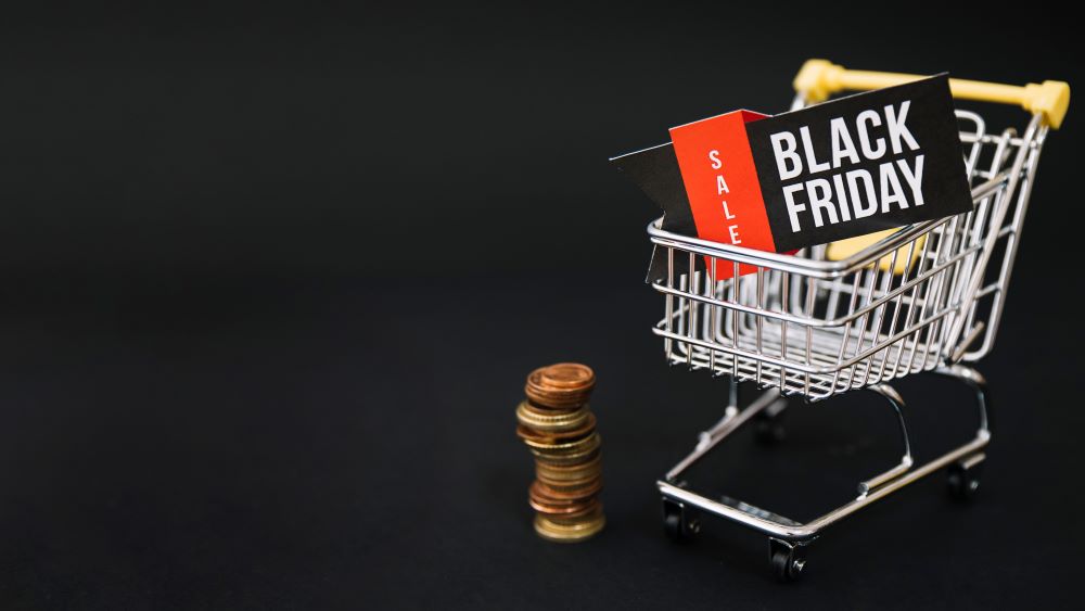 Imagem ilustrativa de um carrinho de compras para a Black Friday