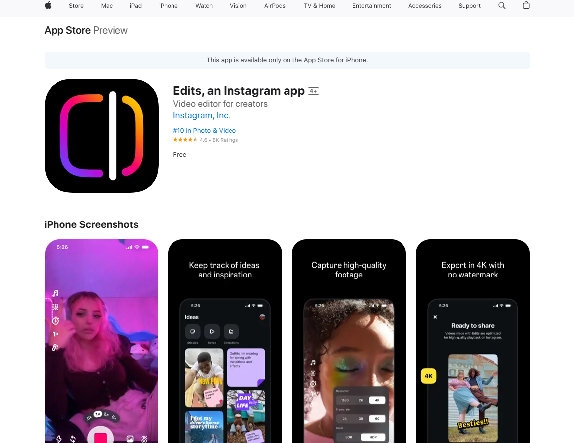 Edits na App store