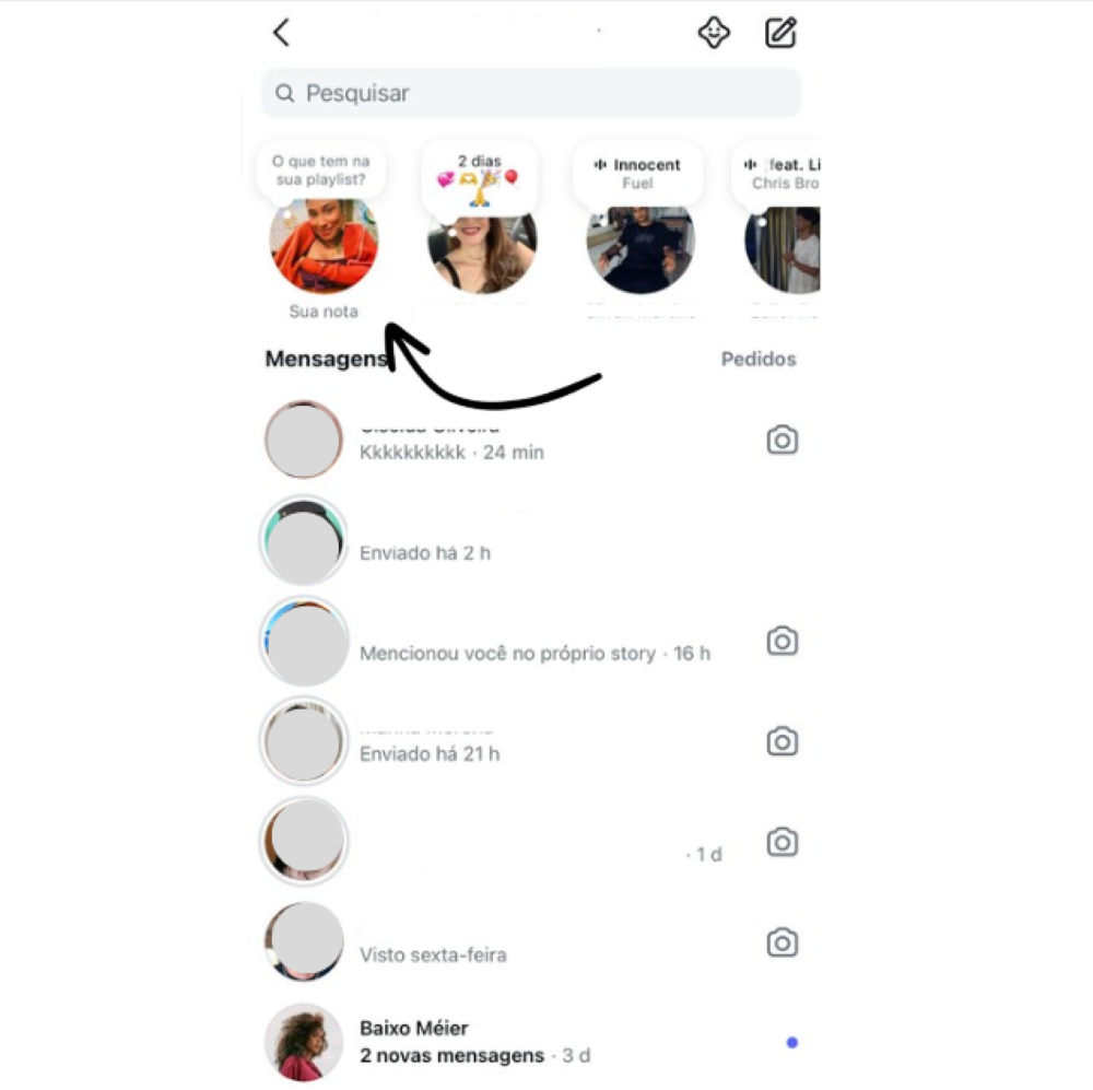 Passo 2 para criar notas no Instagram