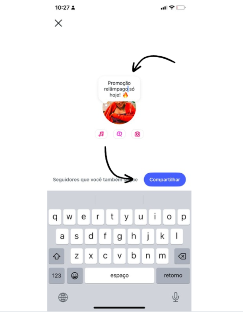 Passo 3 para criar notas no Instagram