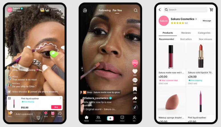 Exemplo de TikTok shop para vender sem aparecer