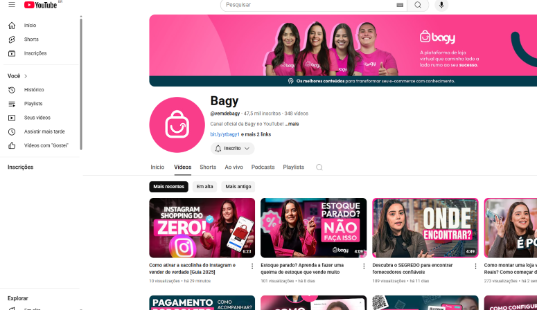 Exemplo de canal do youtube para vender sem aparecer