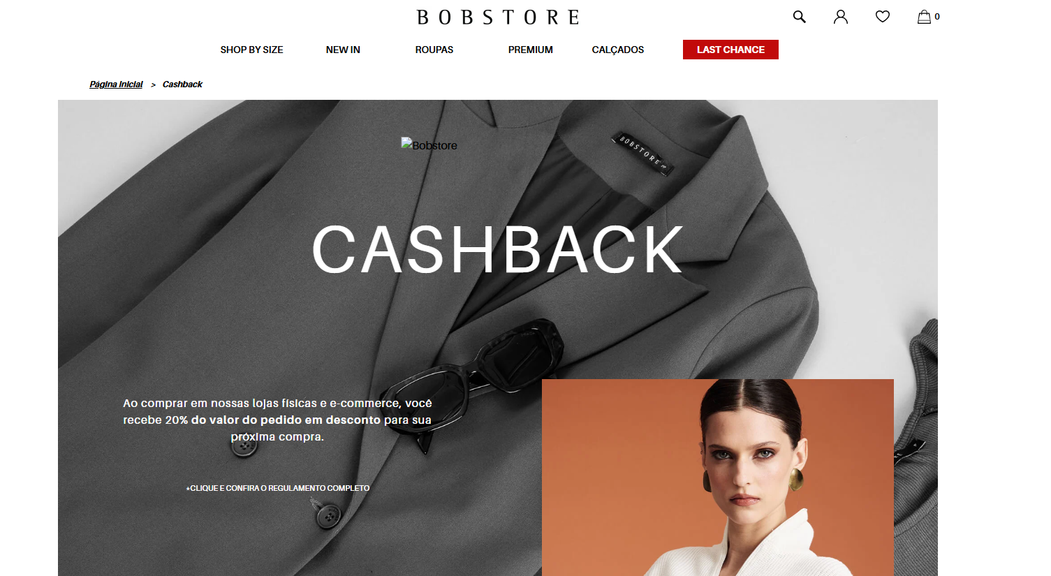 Exemplo de loja com cashback