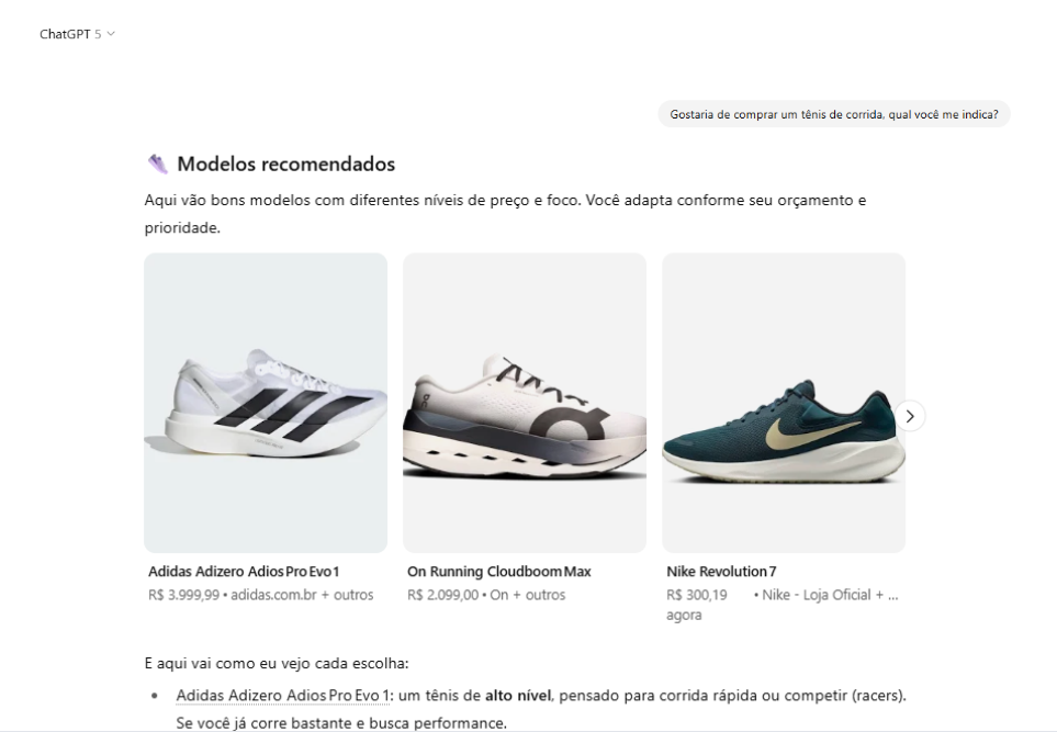 Como funciona o CHATGPT shopping 