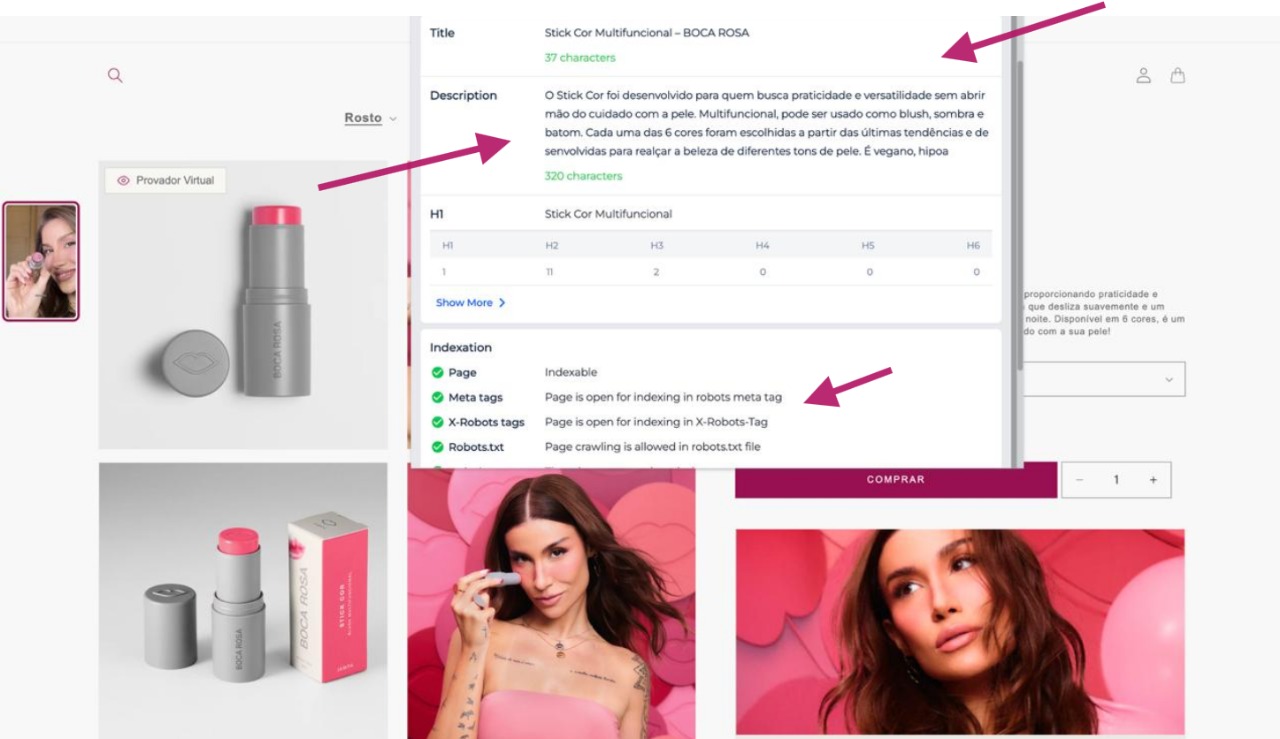 Exemplo de seo técnico e semântico em Boca Rosa