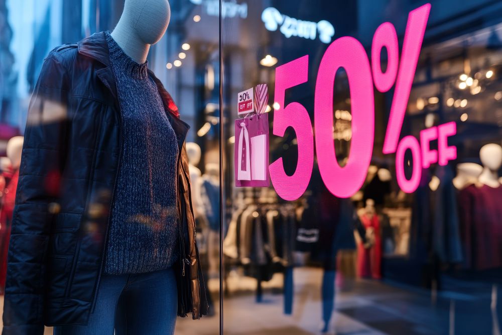 Vitrine com 50% off na black friday