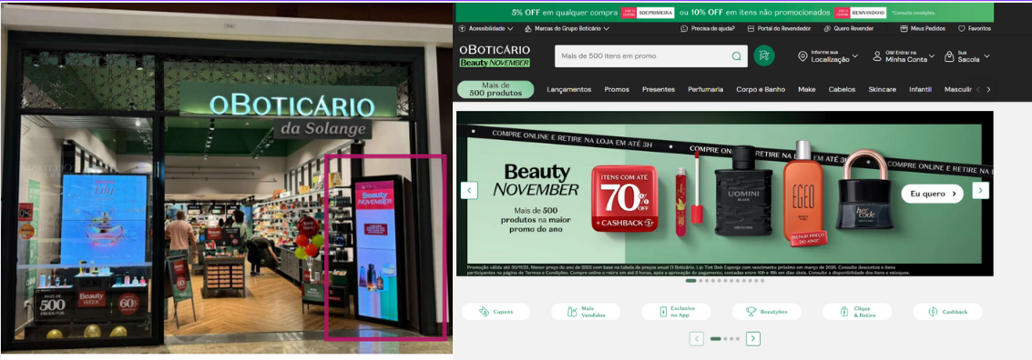 Exemplo de marketing unificado - Lojas e Site O Boticário