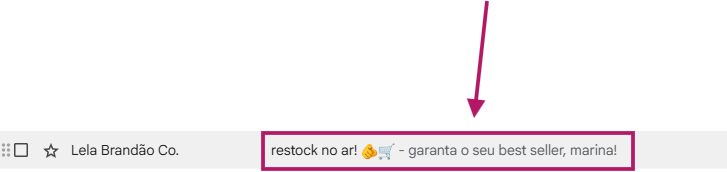 Exemplo de assunto direto e pré-header