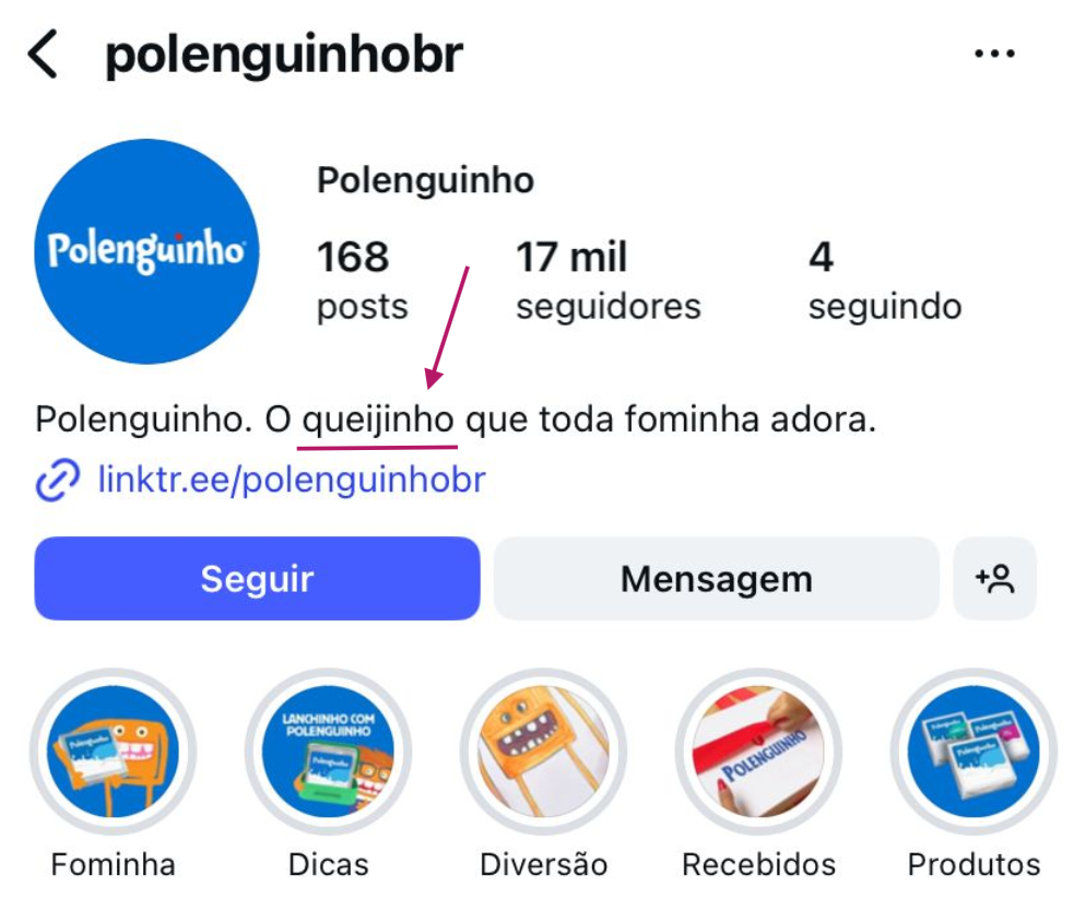 
Exemplo de frase para bio que define o nicho da marca